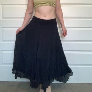Vintage Dana Buchman flowy black silk skirt